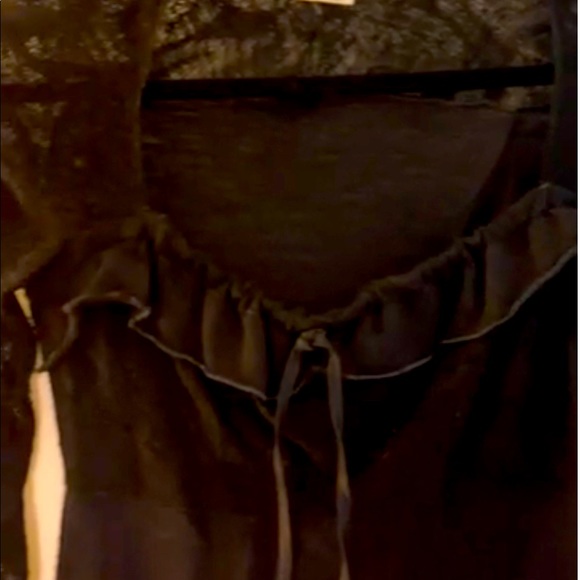 TRANSIT WOMENS BLACK SHIRT WITH LACE DETAIL AND RIBBON TIE AT NECK - Picture 6 of 10